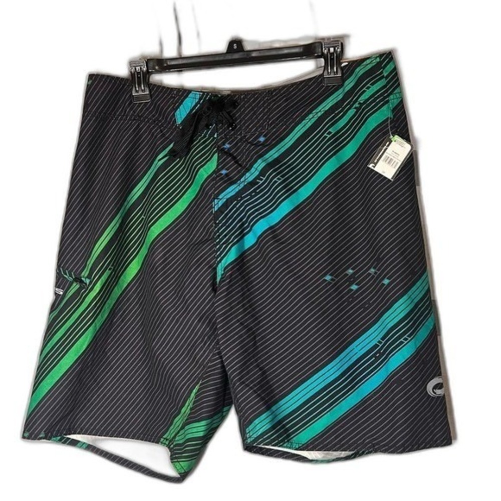 O'Rageous board shorts black green size 34 NWT‎